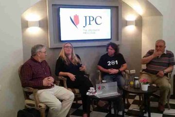 Members of One Homeland, Two States movement spoke at JPC on Thursday, April 6th, about “New Horizons for Peace between Israelis and Palestinians”.